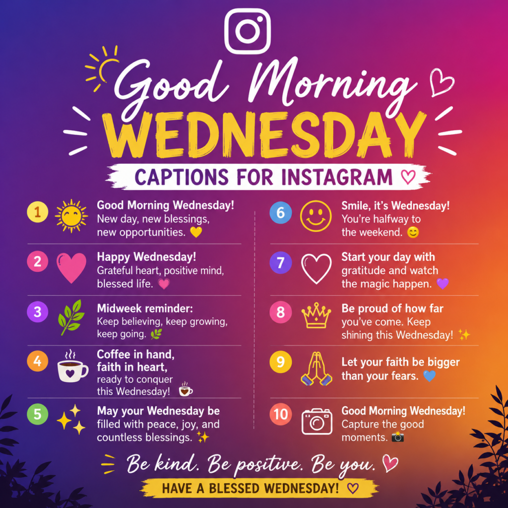 Good Morning Wednesday Captions for Instagram

