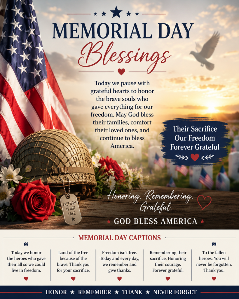 Memorial Day Blessings Card and Captions