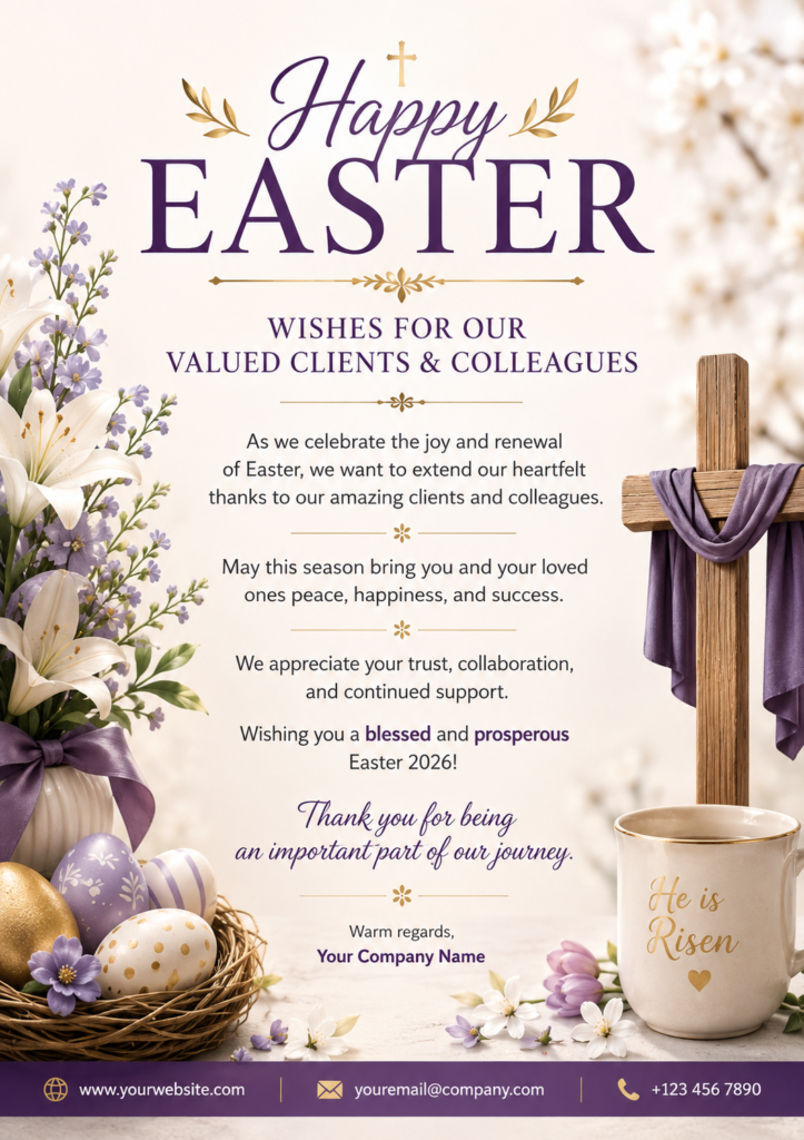 Professional Happy Easter Wishes for clients and colleagues