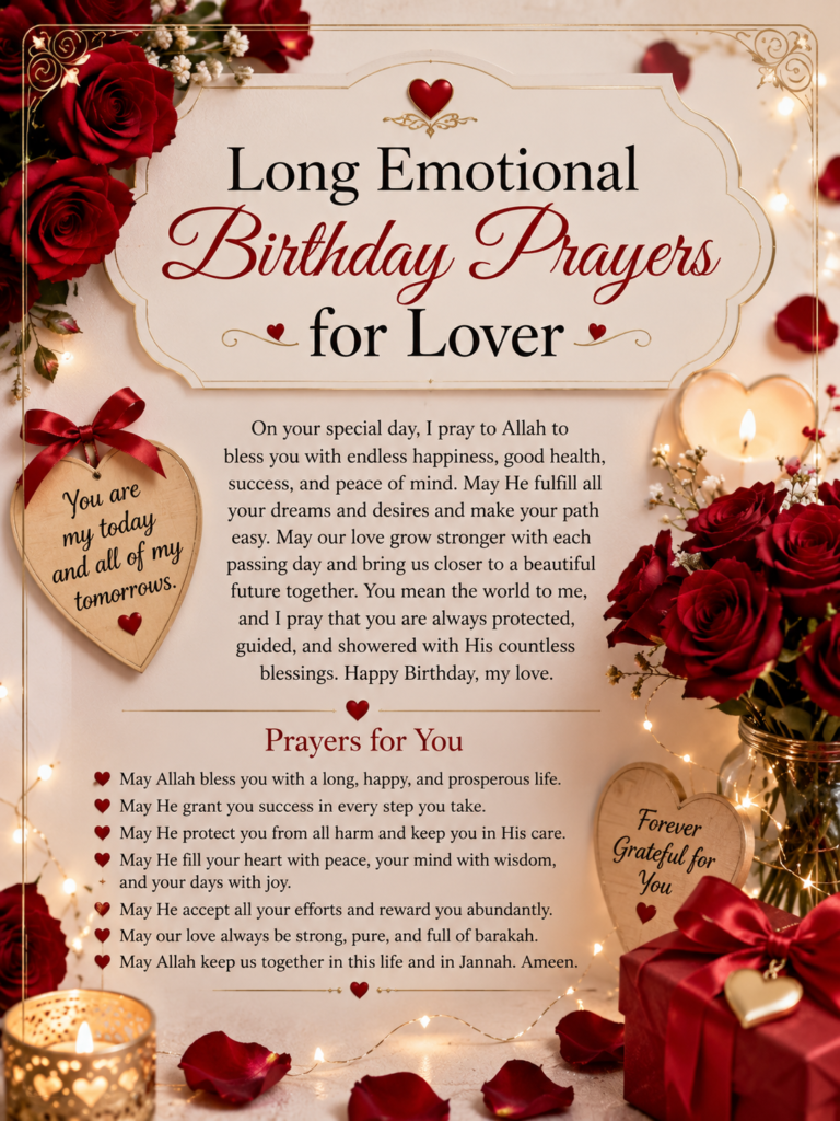 Long Emotional Birthday Prayers for Lover in English