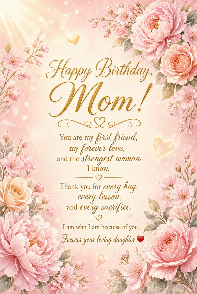 Sweet Birthday Message For Mother from Her Daughter