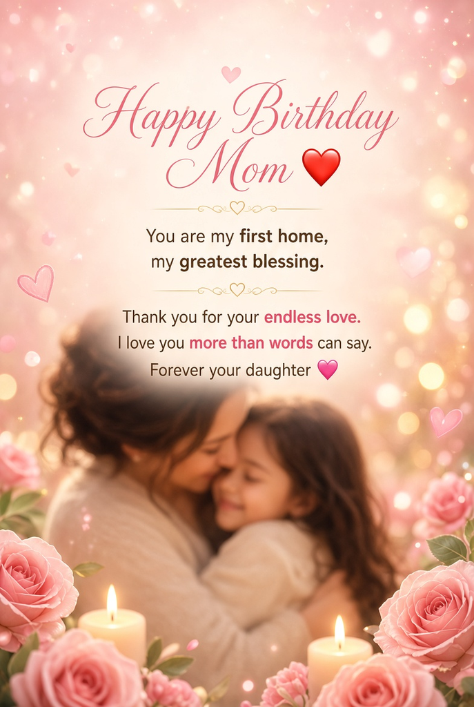 Birthday Wishes For Mother from Her Daughter for WhatsApp