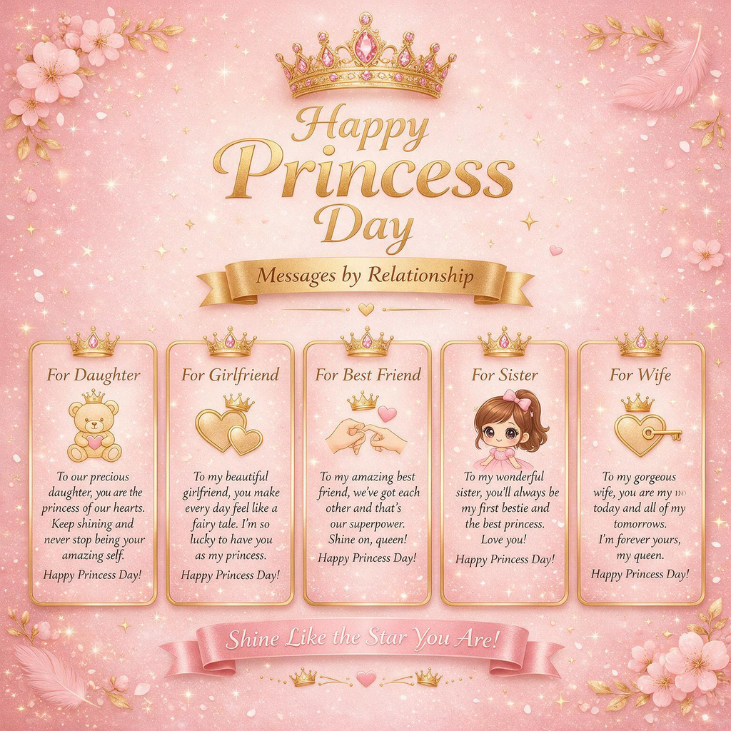 Happy Princess Day Messages by Relationship